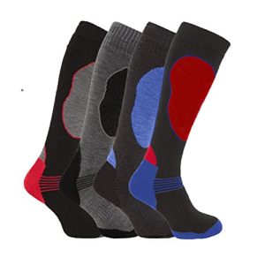 Bonjour 4 pares de calcetines de esquí térmicos de alto rendimiento para hombre