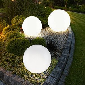 Solar ball etc-shop set of 3 LED outdoor solar ball lights