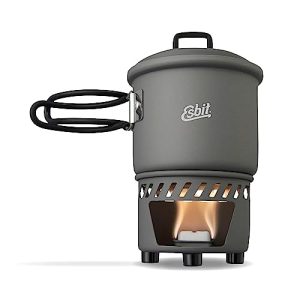 Alkoholkomfyr Esbit kokesett med tørr brensel, utendørs camping