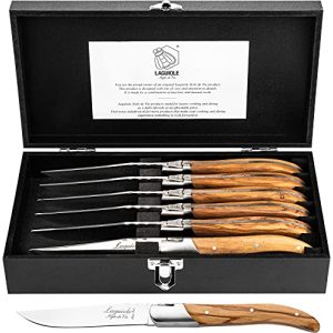 Cuchillo para carne Laguiole Style de Vie Luxury Line, 6 piezas, madera de olivo