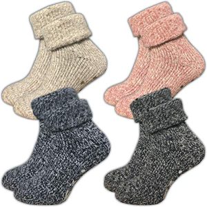 Calcetines tope de mujer Ca·wa·so confeccionados en lana, suela de ABS, paquete de 1