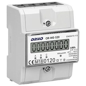 Strømmåler Orno OR-WE-520 DIN-skinne 3-fase enveis MID