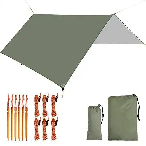 Tarp JPSUUB Zeltplane 3m x 3m wasserdicht für Hängematte und Outdoor