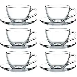 Teeglaeser pasabahce glas 12 stueck tassen mit unterteller basic