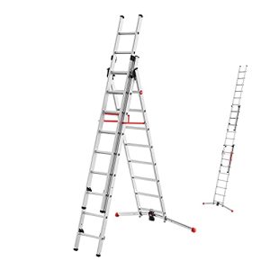Telescopic ladder Hailo S100 ProfiLOT 3-part aluminum combination ladder