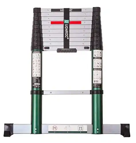 VONROC Profi Teleskopleiter 3,2m 2020, ausziehbar, Aluleiter