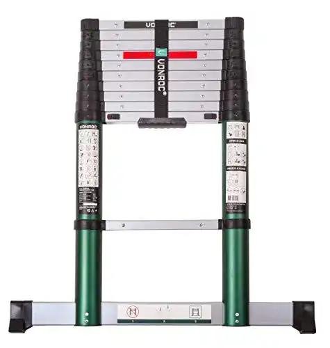 VONROC Profi Teleskopleiter 3,2m 2020, ausziehbar, Aluleiter