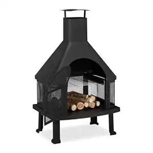 Terrassenofen relaxdays schwarz mit grill feuerstelle