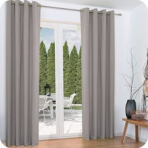 Cortina térmica Beautissu conjunto de 2 cortinas ilhós cinza 140 x 245 cm