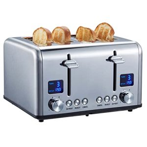 トースター 4 スライス Steinborg トースター ロングスロット、デジタル ディスプレイ
