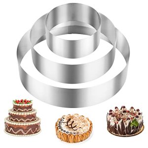 Cake ring smtfcty 3 piece stainless steel set, round cake ring