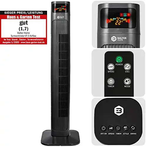 Turmventilator Balter mit Fernbedienung und leisen Betriebsmodi