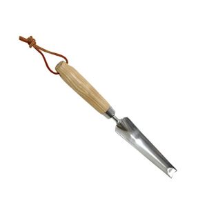 Weed puller stretcher with wooden handle, approx. 37 x 3 cm, stainless steel/wood