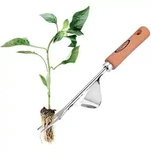 Unkrautstecher ecence edelstahl wurzeljaeter mit holzgriff