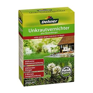 Matador de ervas daninhas Dehner mais fertilizante para gramado, fertilizante NPK