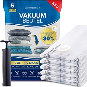 Viridescent vakuumposer for klær med håndpumpe, pakke med 5