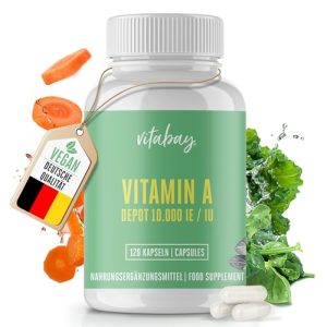 Vitamin A vitabay Hochdosiert VEGAN 120 Retinol Kapseln