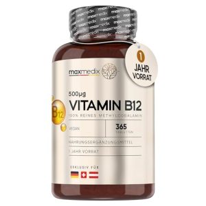 Comprimidos de vitamina B12 maxmedix, 500 mcg por dose diária