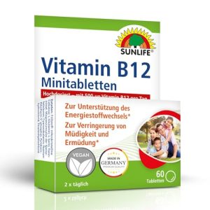 Tabletas de vitamina B12 Sunlife Mini tabletas de vitamina B12, 1×60
