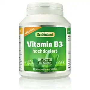 Vitamin b3 greenfood niacin 250 mg hochdosiert 180 tabl