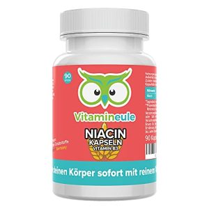 Vitamin B3 Vitamineule Niacin kapsler, 500mg, skyllefri