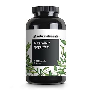 Vitamin C natural elements gepuffert 500mg, 365 vegane Kapseln