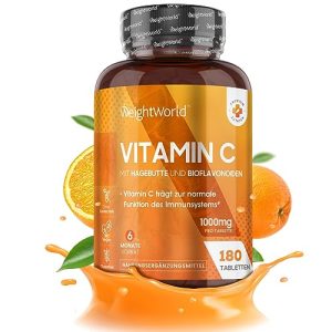 Vitamin C WeightWorld 1000mg Tabletten, 180 vegane Tabletten