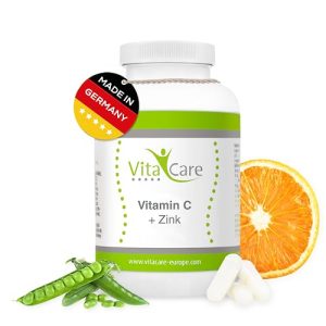 Vitamin C + Zink Vitacare, 180 kapsler, 500mg naturlig Vit