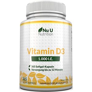 D-vitamintillskott Nu U Nutrition Vitamin D3 1.000 XNUMX IE