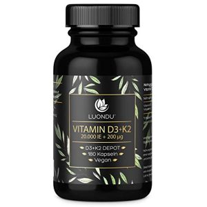 Comprimés de vitamine D Luondu Vitamine D3 20.000 2 UI + Vitamine KXNUMX