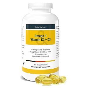 Vitamina D3-K2 EXVital Vitamina D3 + K2 + Omega 3, 240 cápsulas blandas