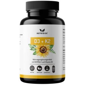 Vitamina D3-K2 Nutridise Vitamina D3 + K2 cápsulas