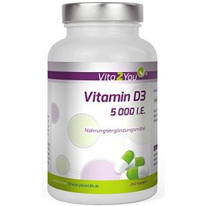Vitamin D3 tabletter Vita2You Vitamin D3, 5000 IE, 240 kapsler