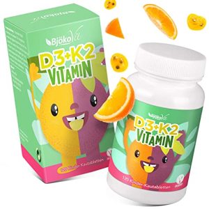 Vitaminas para crianças BjökoVit Vitamina D3 K2 comprimidos para mastigar para crianças