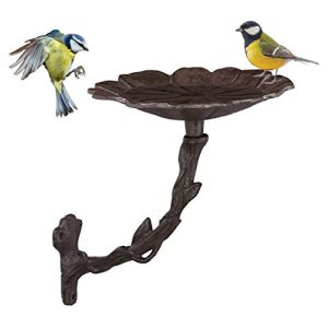 Relaxdays Bañera para pájaros de hierro fundido, flor, decoración de jardín