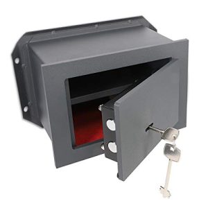 Navaris wall safe made of steel with key lock, wall safe