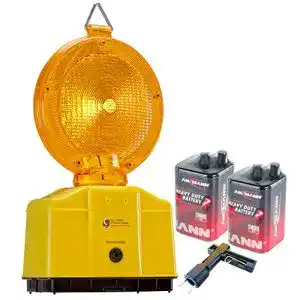 Warnleuchte uvv baustellenleuchte led gelb mit secura halter
