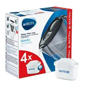 Wasserfilter brita marella cool mit vier kartuschen in grauer farbe
