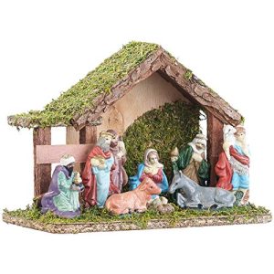 Karácsonyi betlehem Britesta betlehem figurákkal, klasszikus, fa
