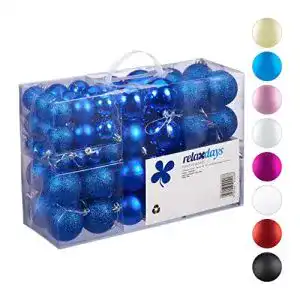 Weihnachtskugeln relaxdays blau aus kunststoff 100er set