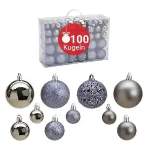 Weihnachtskugeln woma christbaumkugeln set grau