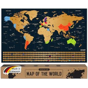 Weltkarte zum Rubbeln envami ® Gold, Englisch