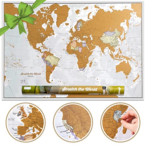 Skrapa världskartan Maps International med presentrör
