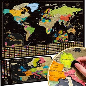 Weltkarte zum Rubbeln W WANDERLUST MAPS + BONUS Deluxe