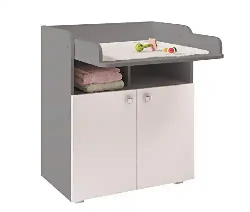 Wickelkommode Polini Kids klappbar in Grau-Weiß für Babys