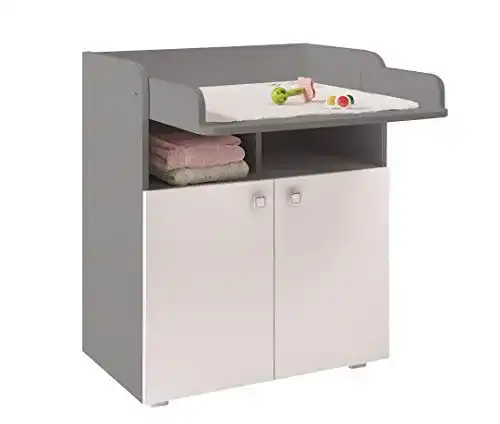 Wickelkommode Polini Kids klappbar in Grau-Weiß für Babys