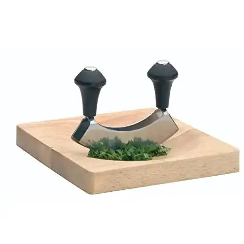 Wiegemesser KitchenCraft Mezzaluna mit Holzschneidebrett