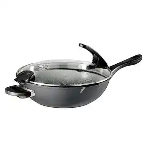 Wokpfanne stoneline future wok 32 cm mit sieb glasdeckel