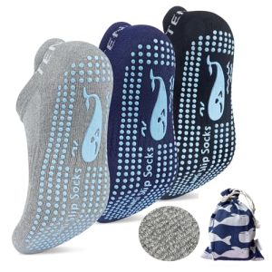 Meias de ioga TENQUAN 3 pares de meias de ioga para mulheres antiderrapantes