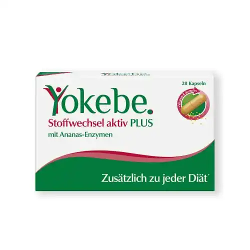 Yokebe Plus Stoffwechsel aktiv Kapseln mit B-Vitaminen und Ananas-Enzymen